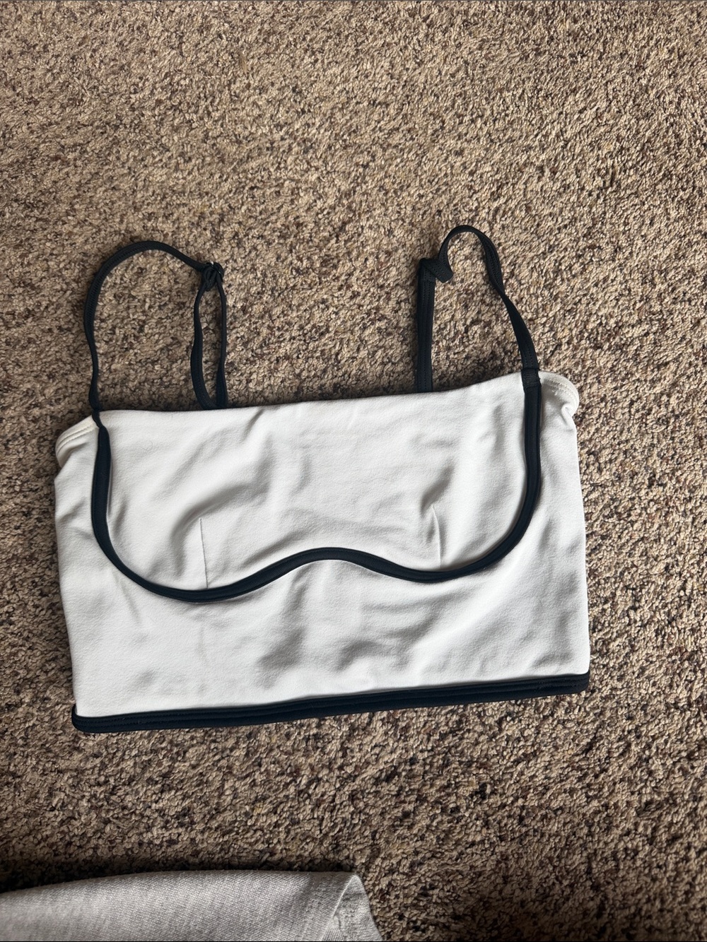 ALO Yoga White Bandeau Bralette with Black Trim and Straps
